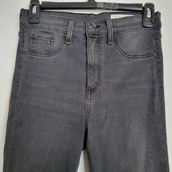 Rag & Bone Black Ash Washed Out High Rise Ankle Skinny Denim Jeans Slit Hem 26 - Picture 6 of 17